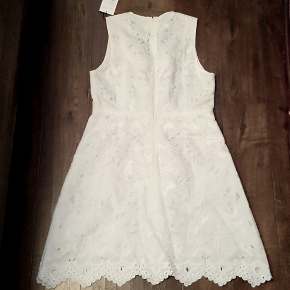 New Theory Jemion E White Embroidered Lace Dress NWT Size 12 - Picture 5 of 15